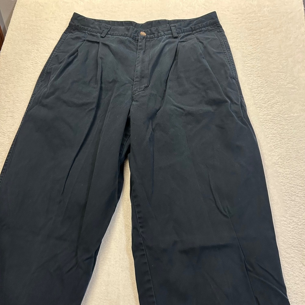 Pendleton Chino Pants Pleated Cotton Size 33 Navy Blue Casual Classic Trousers
